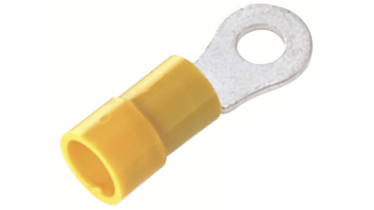 Cosses à œillet RS PRO, Isolé, Jaune, 6mm², 5.3mm, 9.5mm