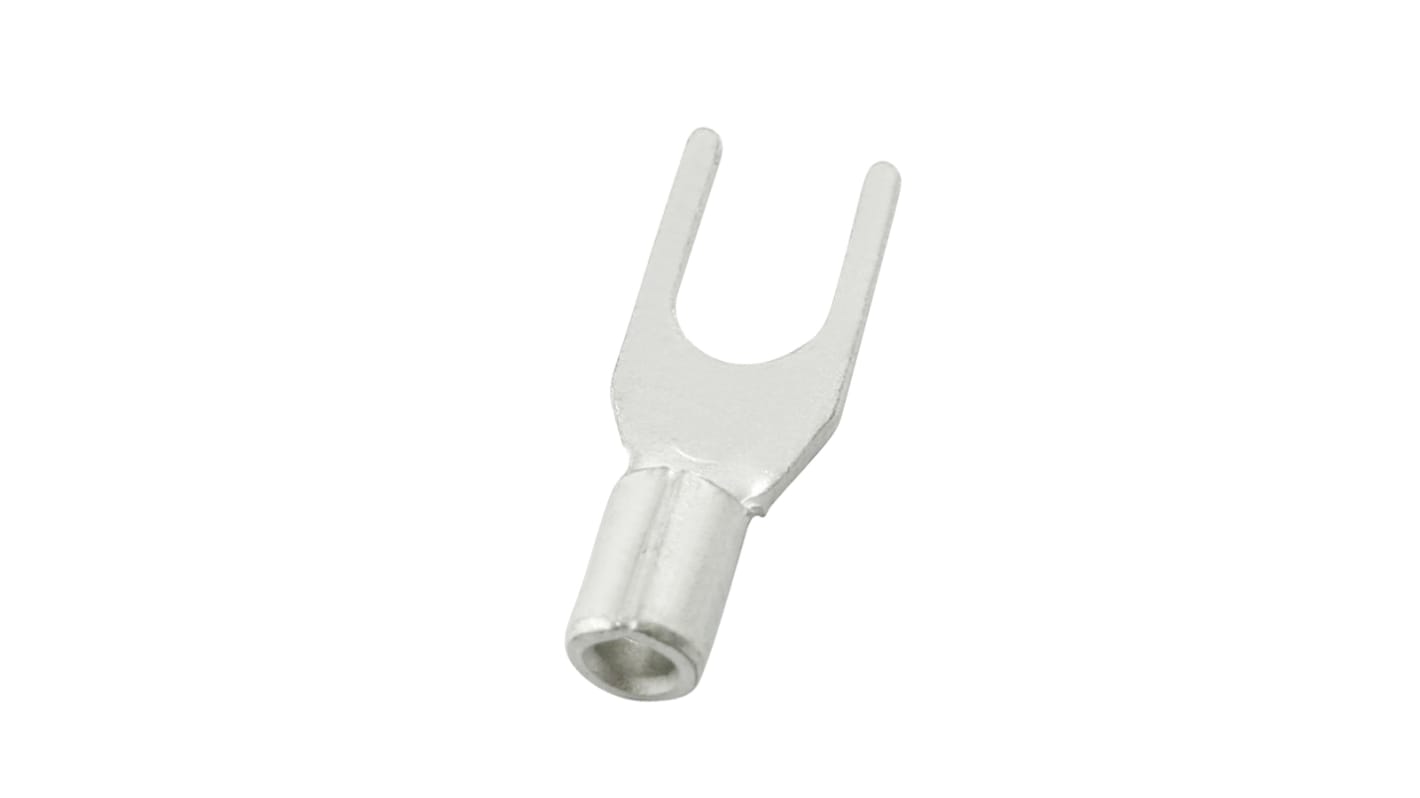 RS PRO Uninsulated Crimp Spade Connector, 0.5mm² to 1.5mm², 22AWG to 16AWG, 3.7mm Stud Size