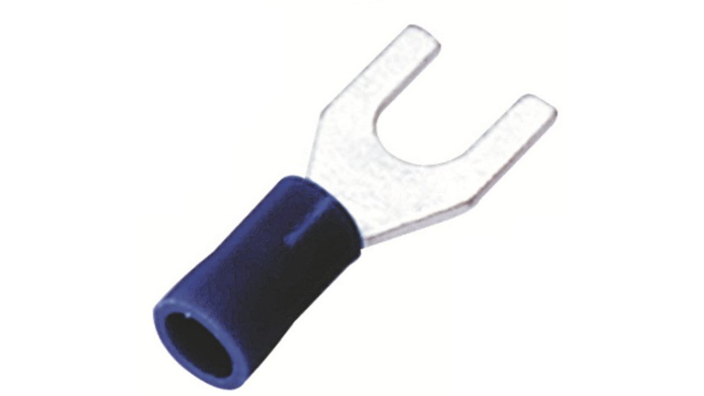 Capocorda a forcella a crimpare RS PRO, perno 3.7mm, 1.5mm² - 2.5mm², Blu