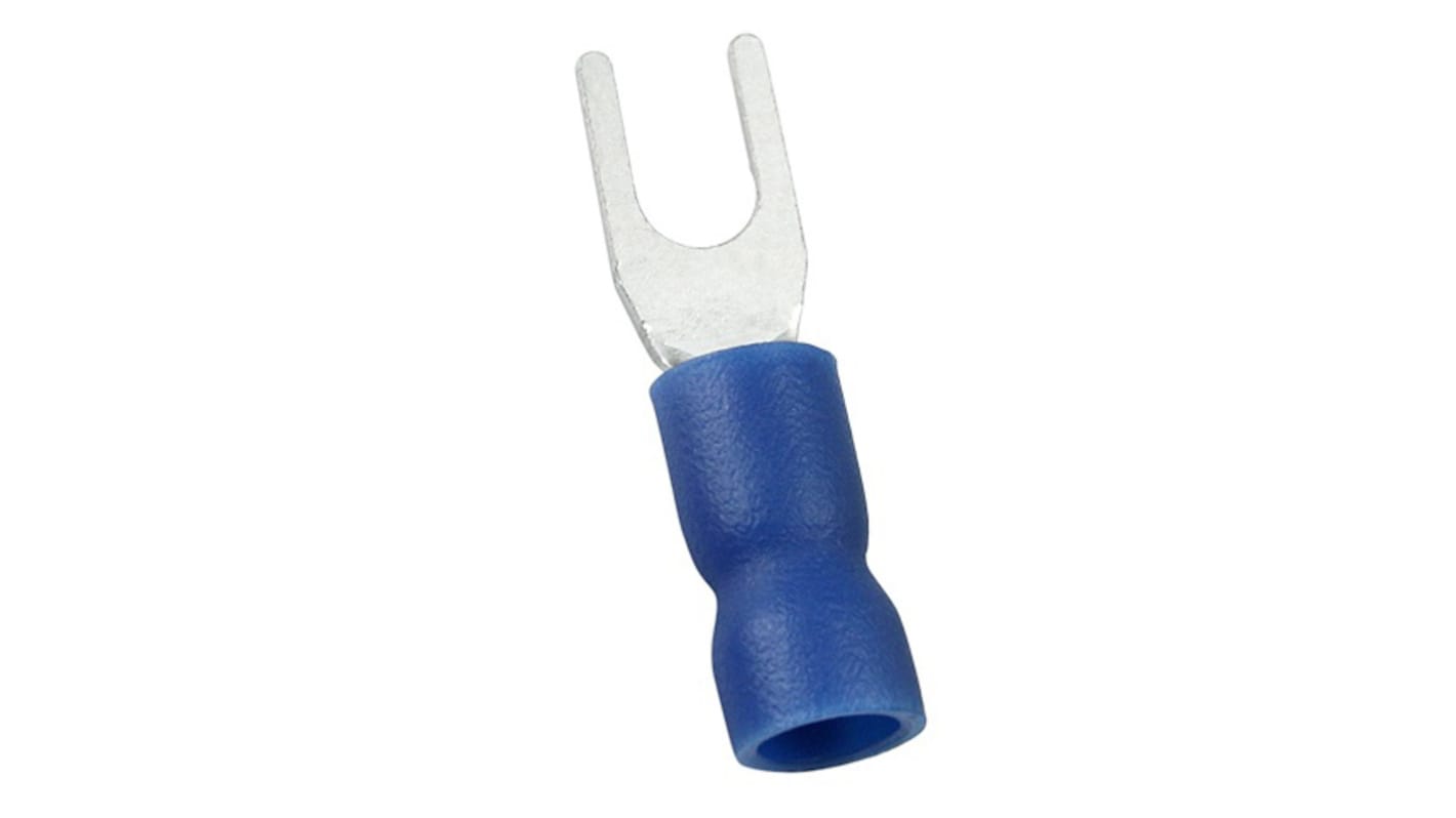 Capocorda a forcella a crimpare RS PRO, perno 4.3mm, 1.5mm² - 2.5mm², Blu