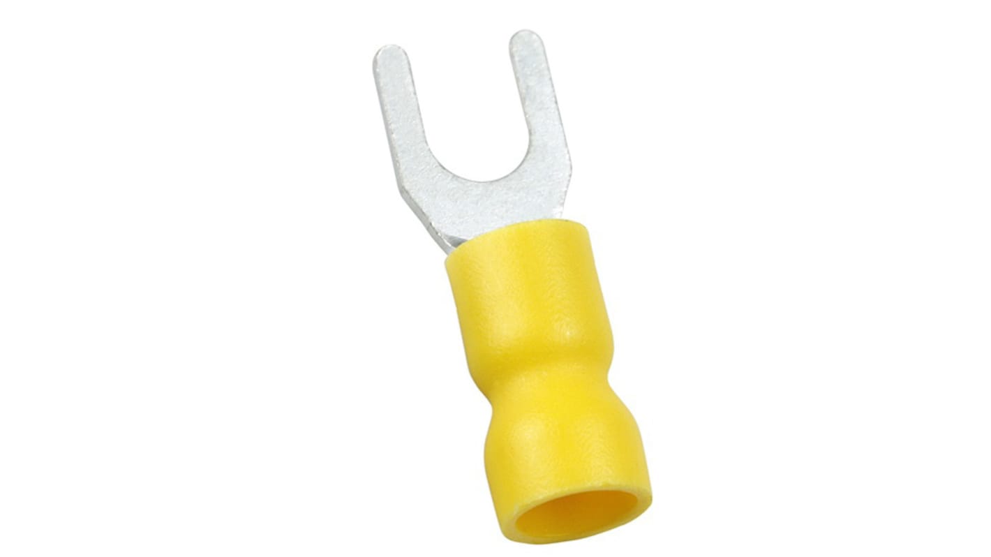 RS PRO Insulated Crimp Spade Connector, 4mm² to 6mm², 12AWG to 10AWG, 5.3mm Stud Size Vinyl, Yellow