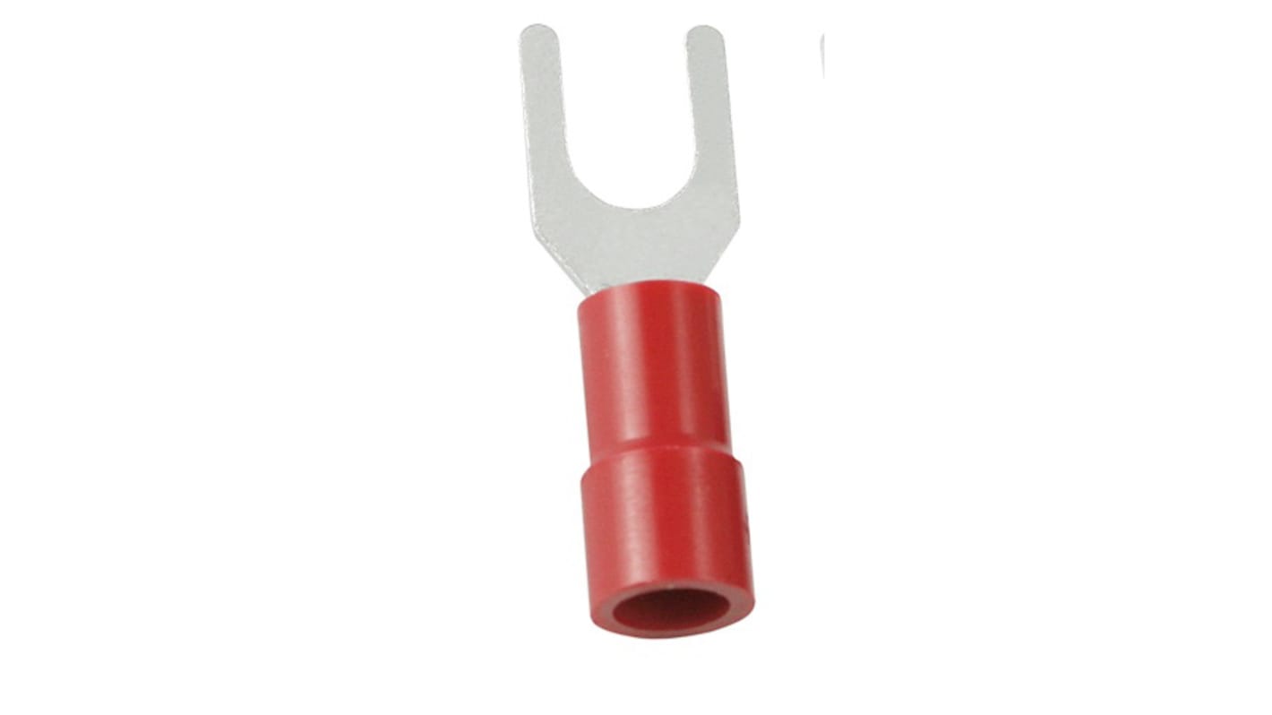 RS PRO Rot Isoliert Gabelkabelschuh B. 7.2mm Vinyl, min. 0.5mm², max. 1.5mm² 22AWG 16AWG