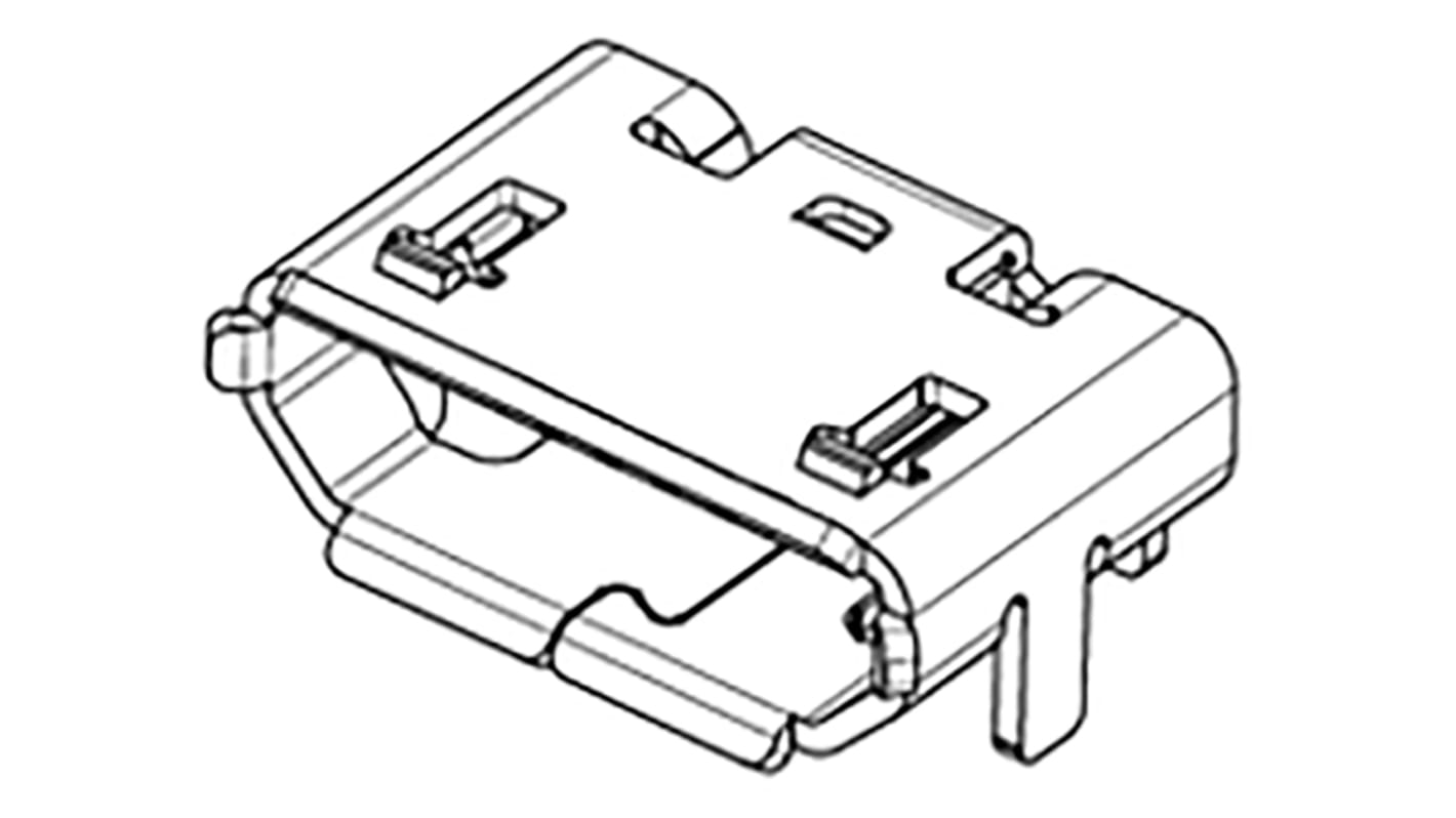 Connecteur USB 2.0 B Femelle Molex, Montage en surface, Angle droit