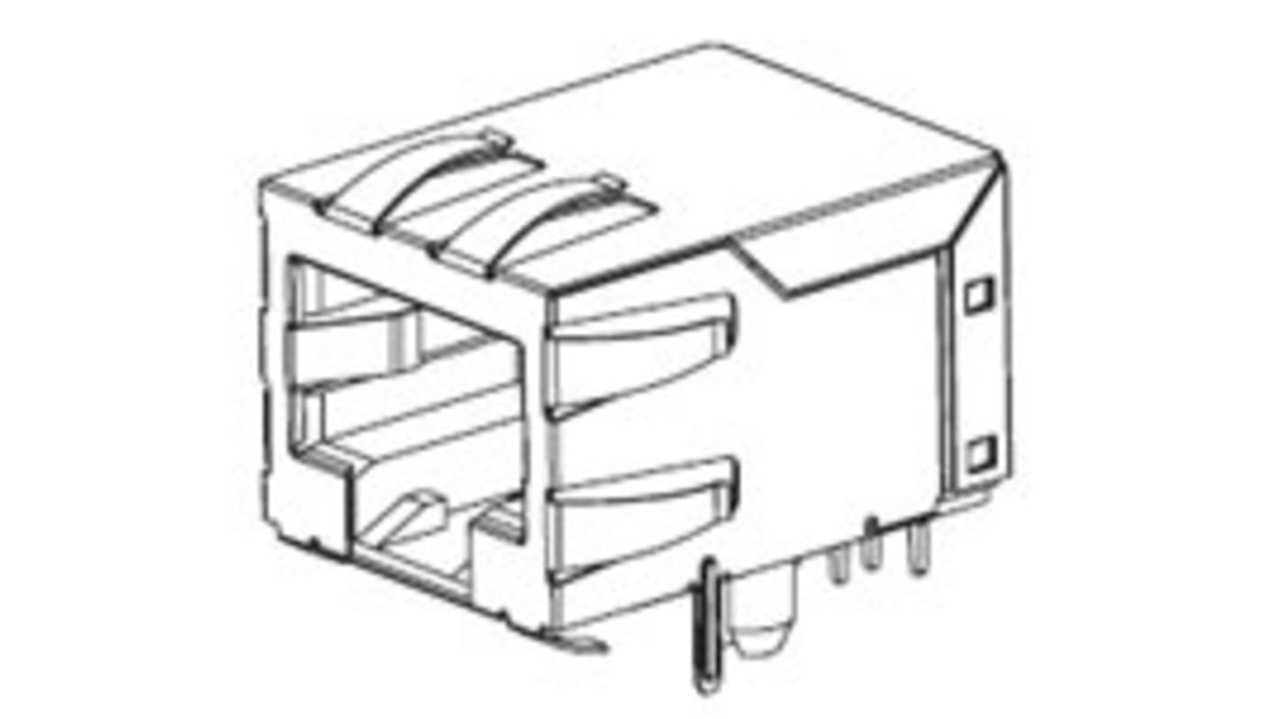 Molex 43202 Cat.3, Cat.4 RJ45-Steckverbinder Buchse, 1-Port 6P6C-polig Ungeschirmt, Leiterplatten-Montage abgewinkelt