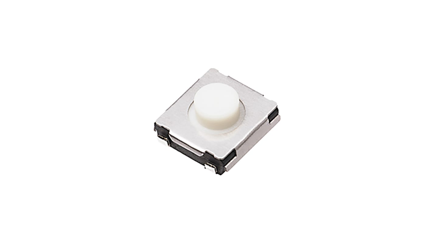 White Push Plate Tactile Switch, SPST 10 μA → 20 mA 0.7mm Surface Mount