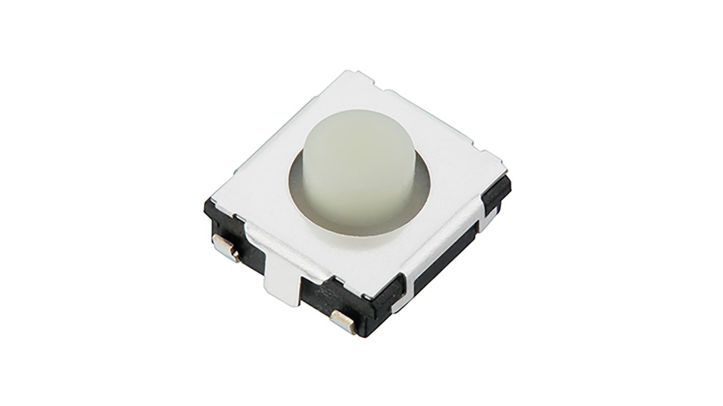 White Push Plate Tactile Switch, SPST 10 μA → 20 mA 1.3mm Surface Mount
