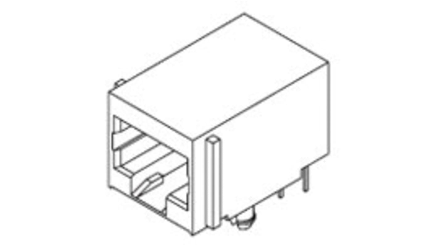 Molex 43249 Cat.3, Cat.4 RJ45-Steckverbinder Buchse, 1-Port 8P8C-polig Ungeschirmt, Leiterplatten-Montage abgewinkelt