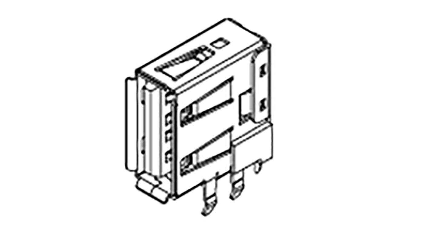 Molex Straight, SMT, Socket Type A 2.0 USB Connector