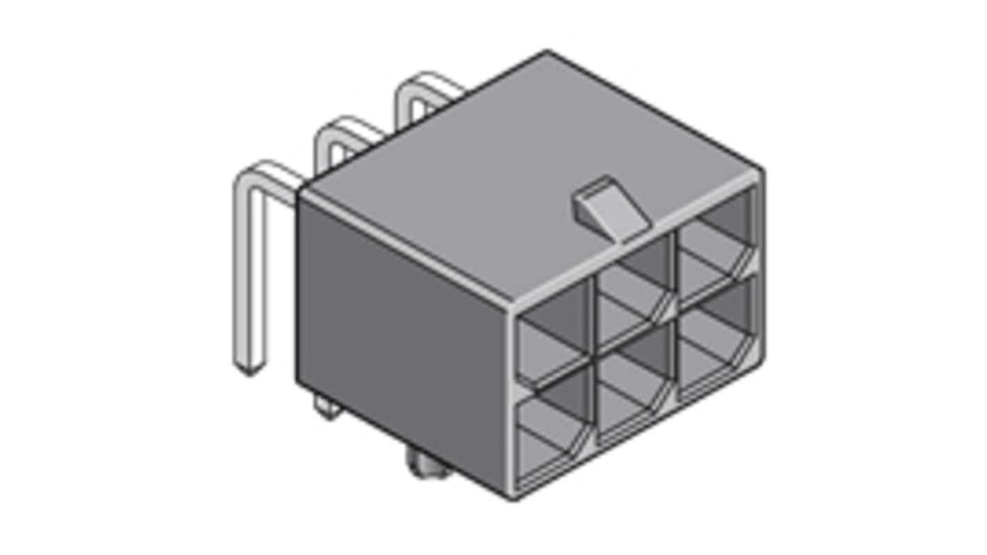 Conector macho para PCB Ángulo de 90° Molex serie Mega-Fit de 2 vías, 2 filas, paso 5.7mm, para soldar, Montaje en