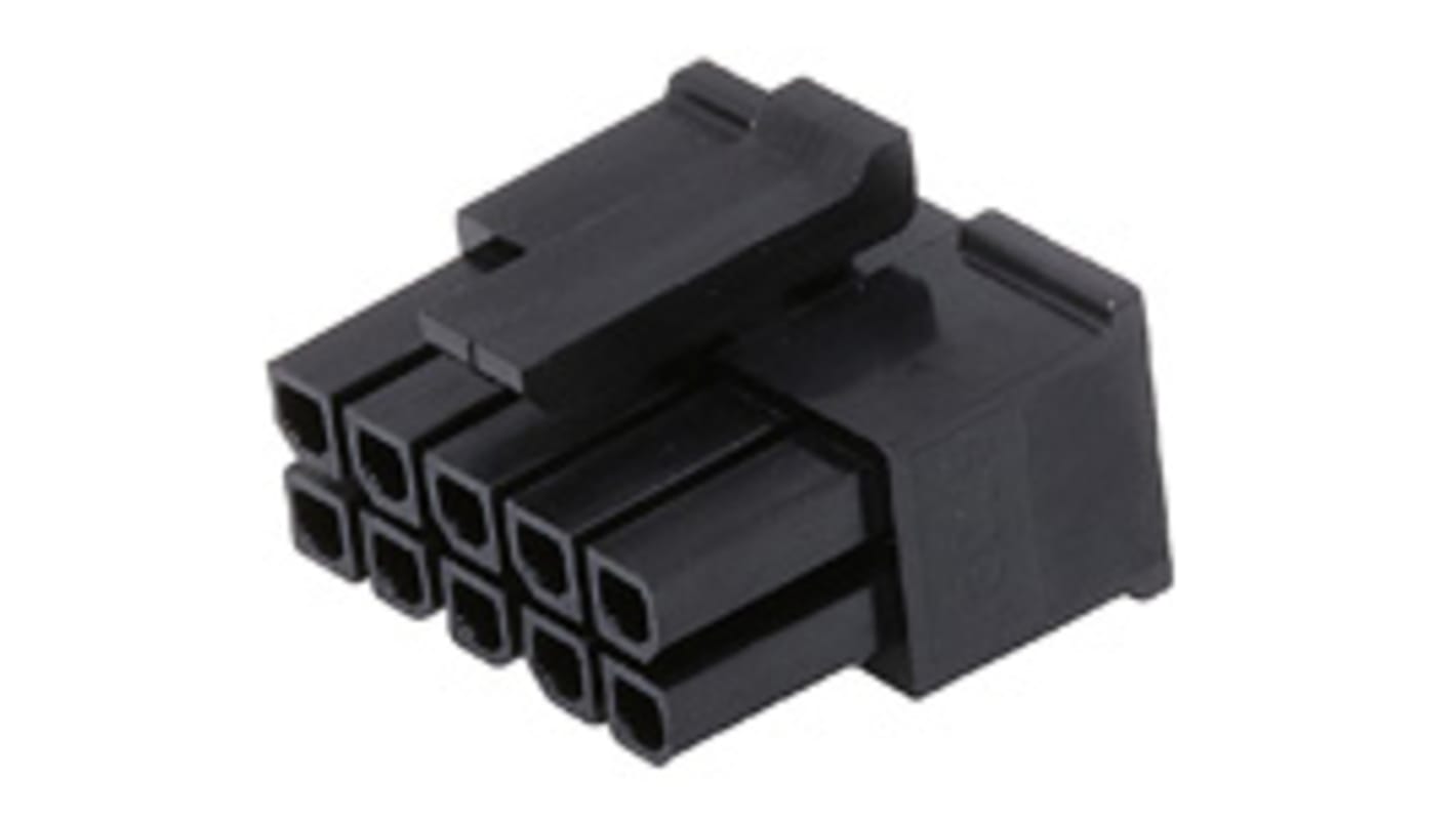 Carcasa de conector de crimpado Molex Hembra 43025-1008, paso: 3mm, 10 contactos, 2 filas, Macho, Montaje en PCB