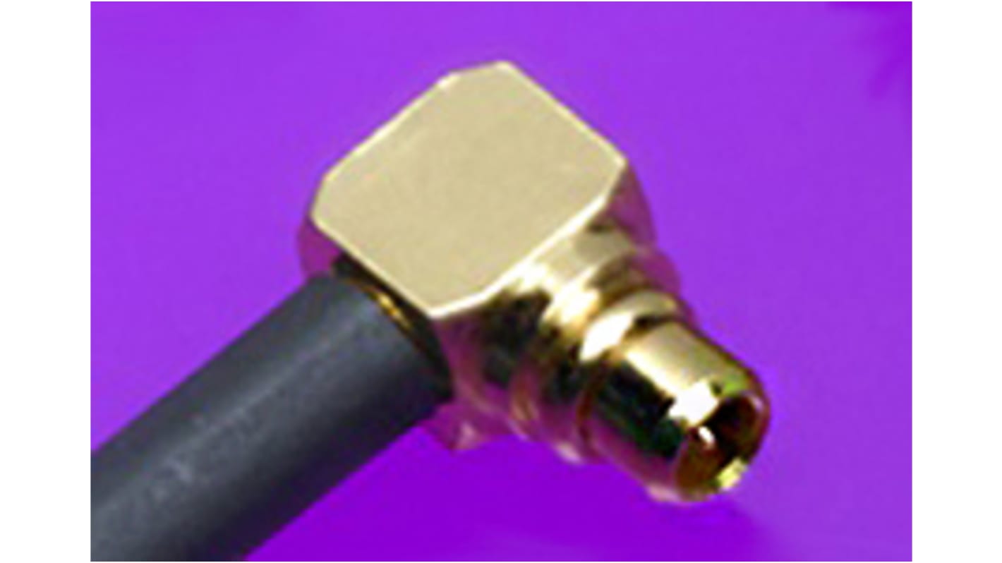 Connecteur MMCX Molex Mâle à angle droit, raccordement A sertir 50Ω Montage sur câble