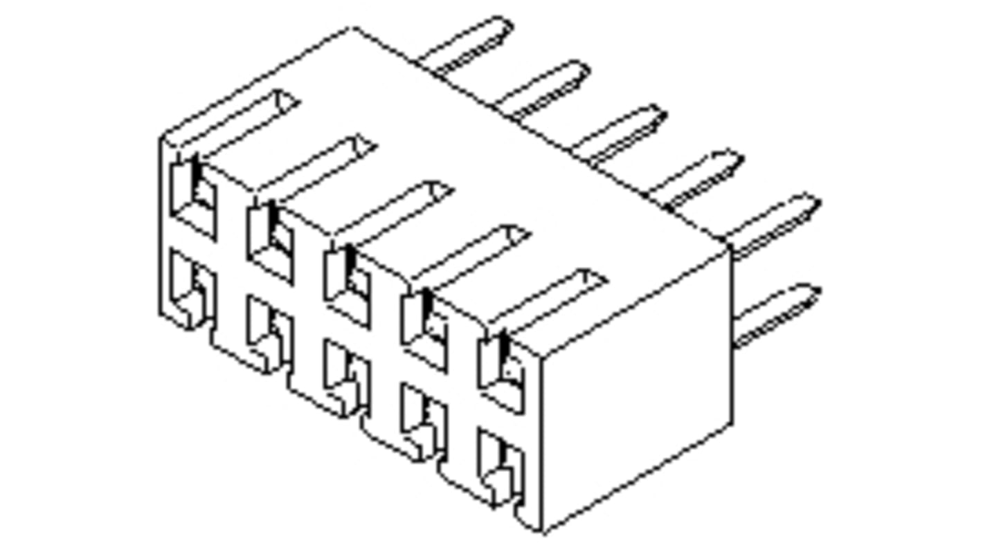 Presa PCB Molex, 40 vie, 2 file, passo 2.54mm, Montaggio con foro passante