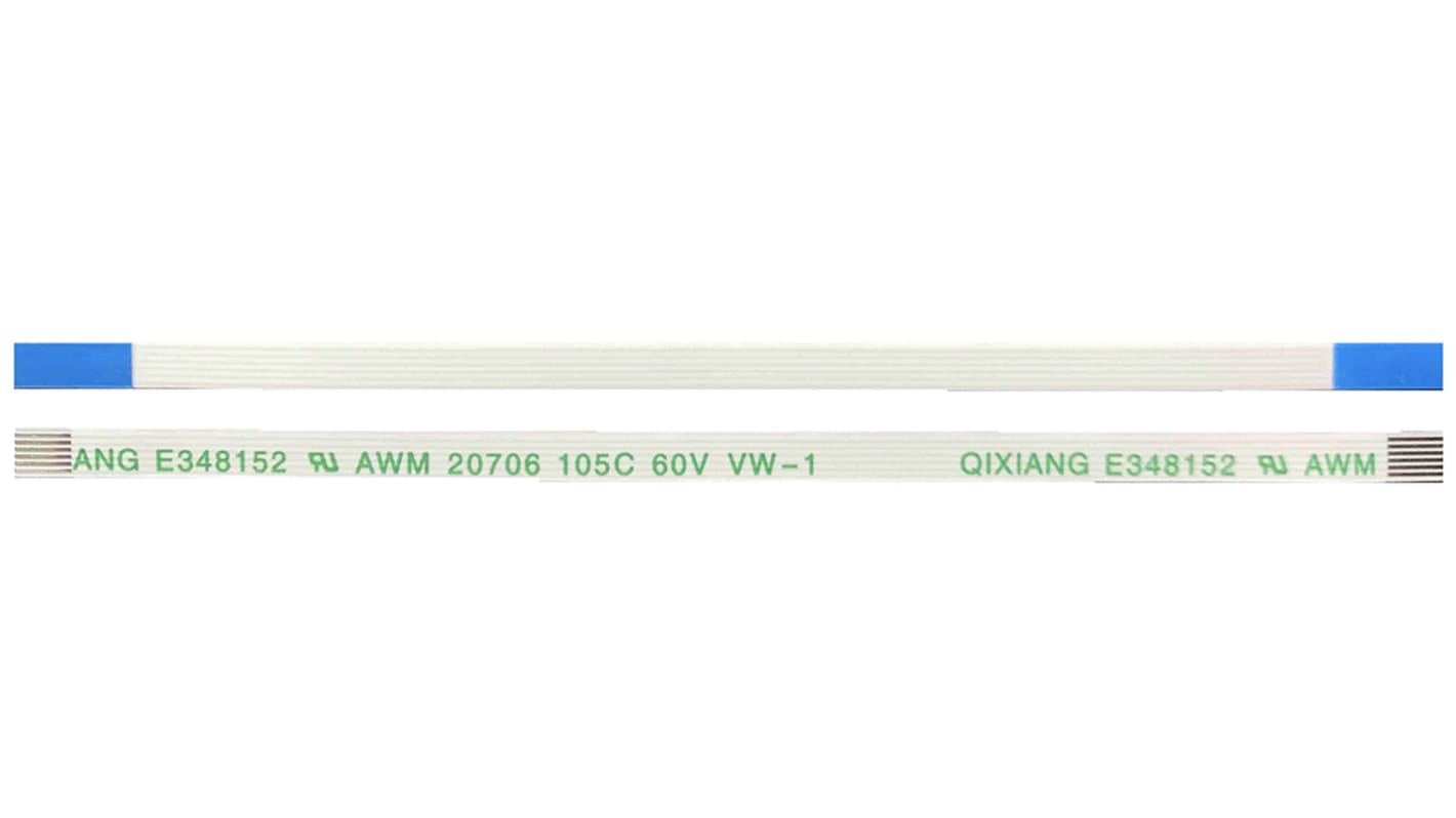 RS PRO FFC Ribbon Cable, 6-Way, 0.5mm Pitch, 100mm Length