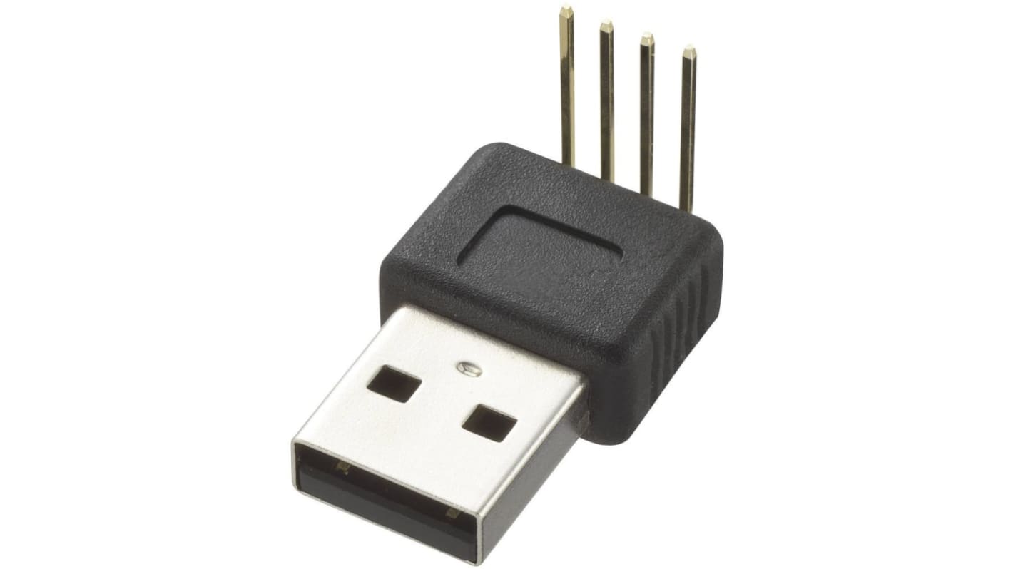 Conector USB RS PRO, Macho, , 1 puerto puertos, Orificio Pasante, 5,0 V, 500.0mA