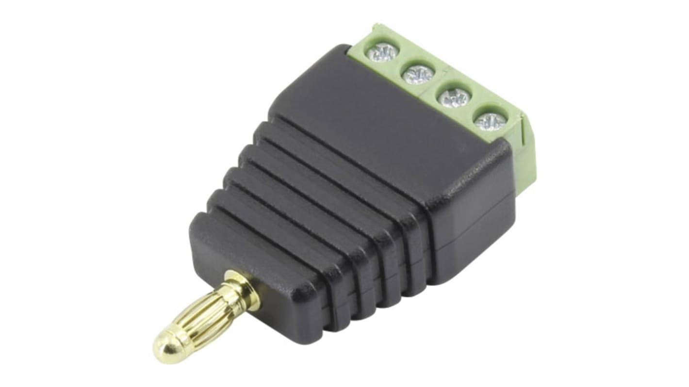 Conector banana Macho, 15A, 30V dc, Contacto Oro, Negro