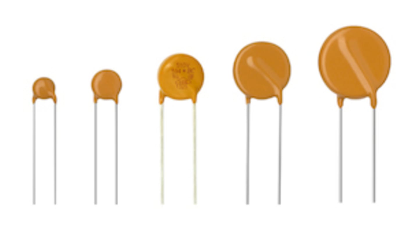 Vishay VDRS Metalloxid-Varistor, 440pF, 430V, 275V, 104J, ZnO-Keramik / 50A, 4500A max., mm, Ø 16.5mm, 5.4mm, L. 35mm