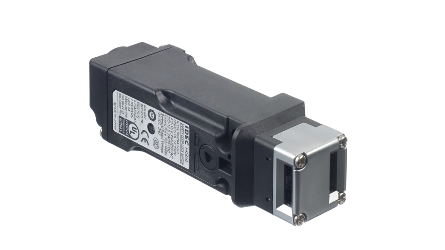 Idec HS5L 安全インターロックスイッチ, 金属(ヘッド), 1 NC / 1 NO (ドアモニタ), 1 NC / 1 NO (ロックモニタ), Spring Lock Lock