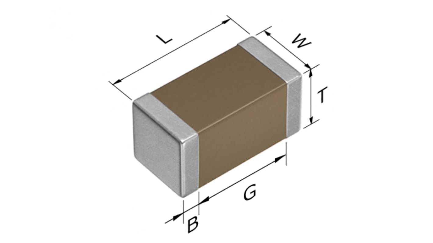 AEC-Q200 Condensador cerámico multicapa MLCC, TDK, 4.7nF, ±10%, 50V dc, Montaje en Superficie, X7R dieléctrico