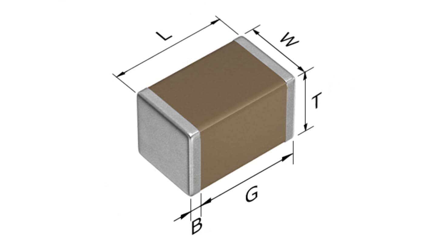 Condensatore ceramico multistrato MLCC, AEC-Q200, 0805 (2012M), 47nF, ±10%, 100V cc, SMD, X8R