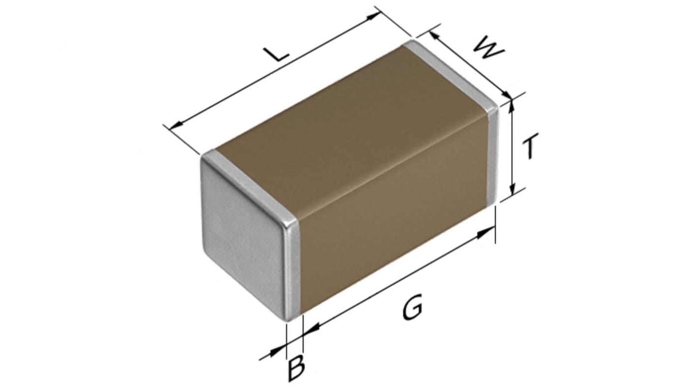 TDK, CGA, SMD MLCC, Vielschicht Keramikkondensator X8R, 47nF ±10% / 100V dc, Gehäuse 1206 (3216M), AEC-Q200