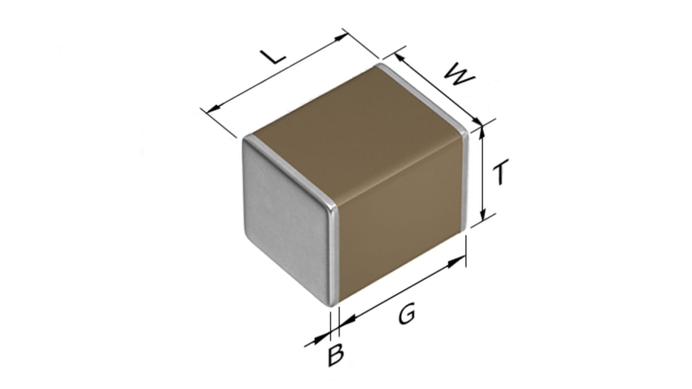 TDK 100nF Multilayer Ceramic Capacitor MLCC, 630V dc V, ±20% , SMD