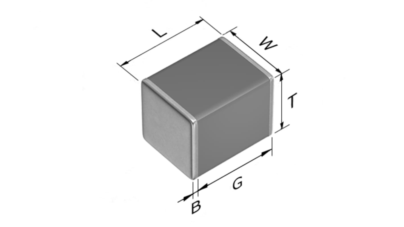 Condensatore ceramico multistrato MLCC, AEC-Q200, 1210 (3225M), 47nF, ±5%, 250V cc, SMD, NP0