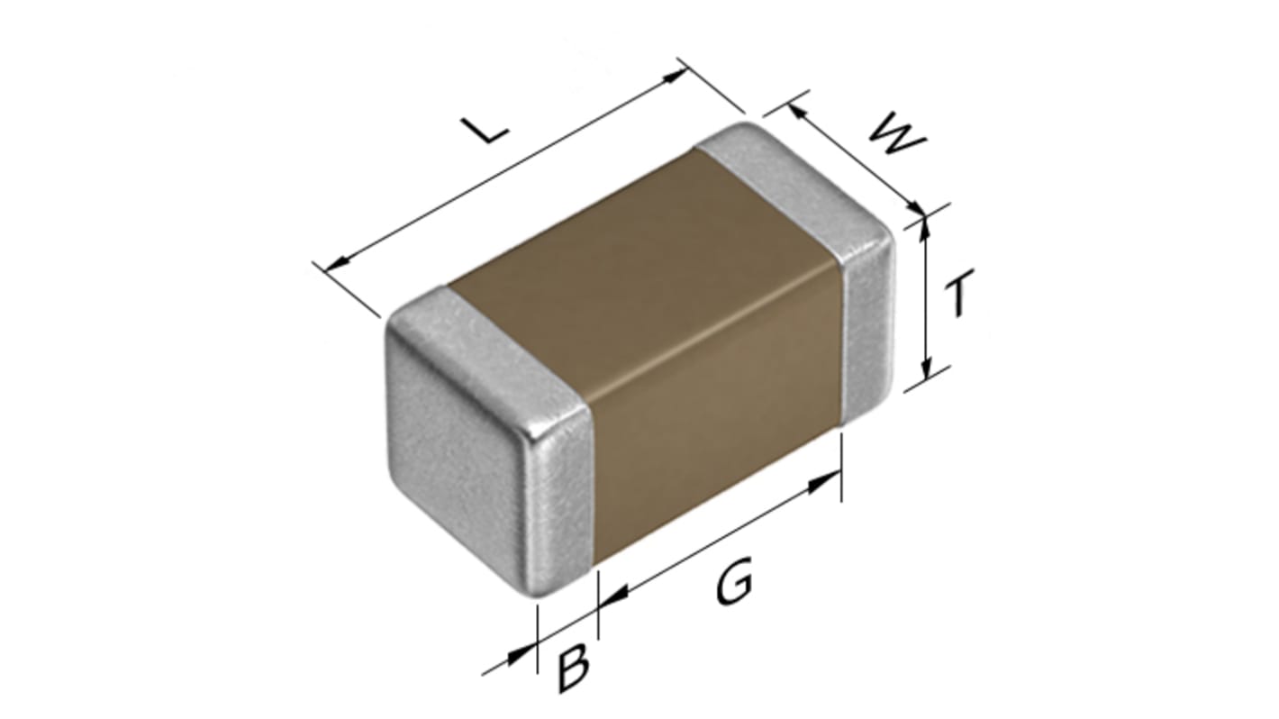 TDK 2.2nF Multilayer Ceramic Capacitor MLCC, 25V dc V, ±10% , SMD