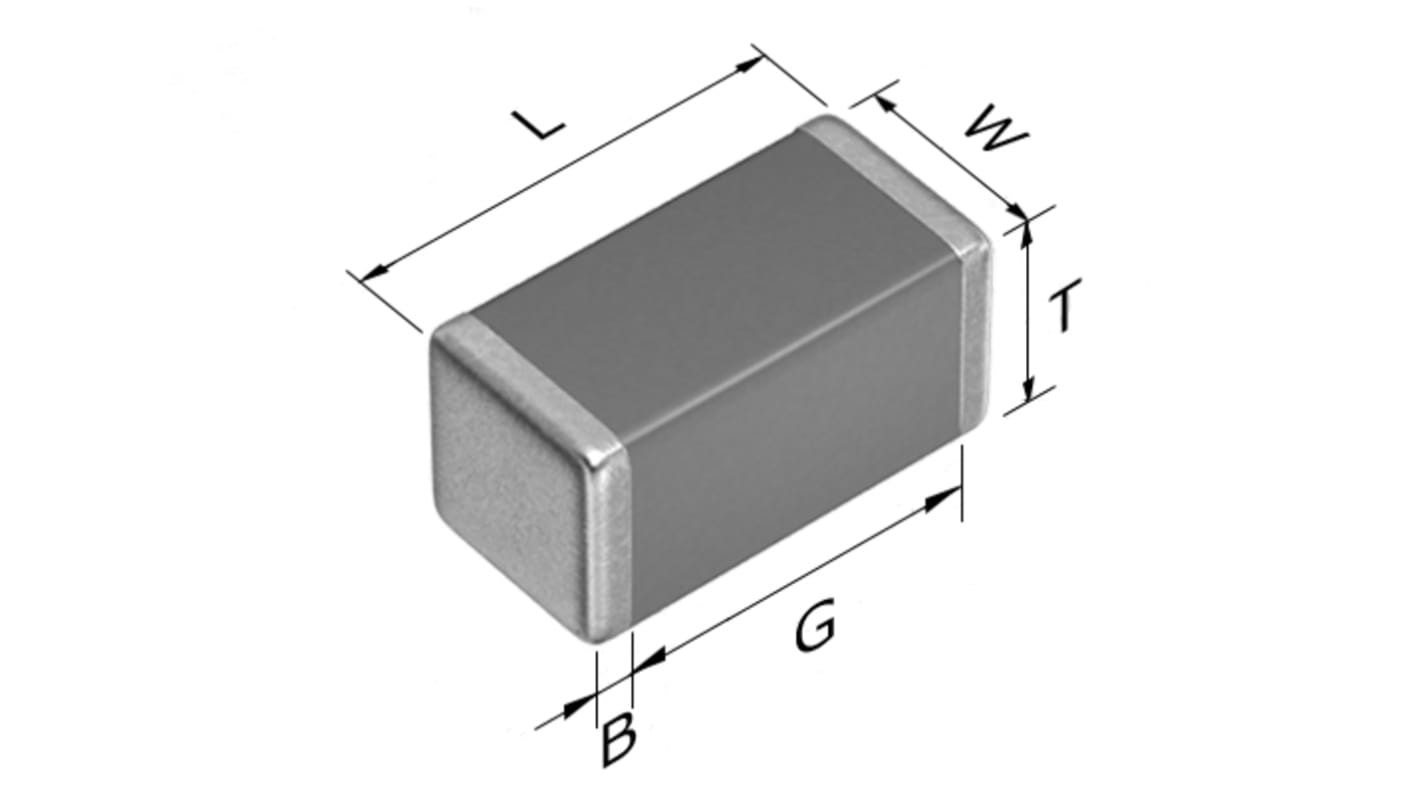 Condensatore ceramico multistrato MLCC, AEC-Q200, 0402 (1005M), 3pF, ±0.25pF, 50V cc, SMD, NP0
