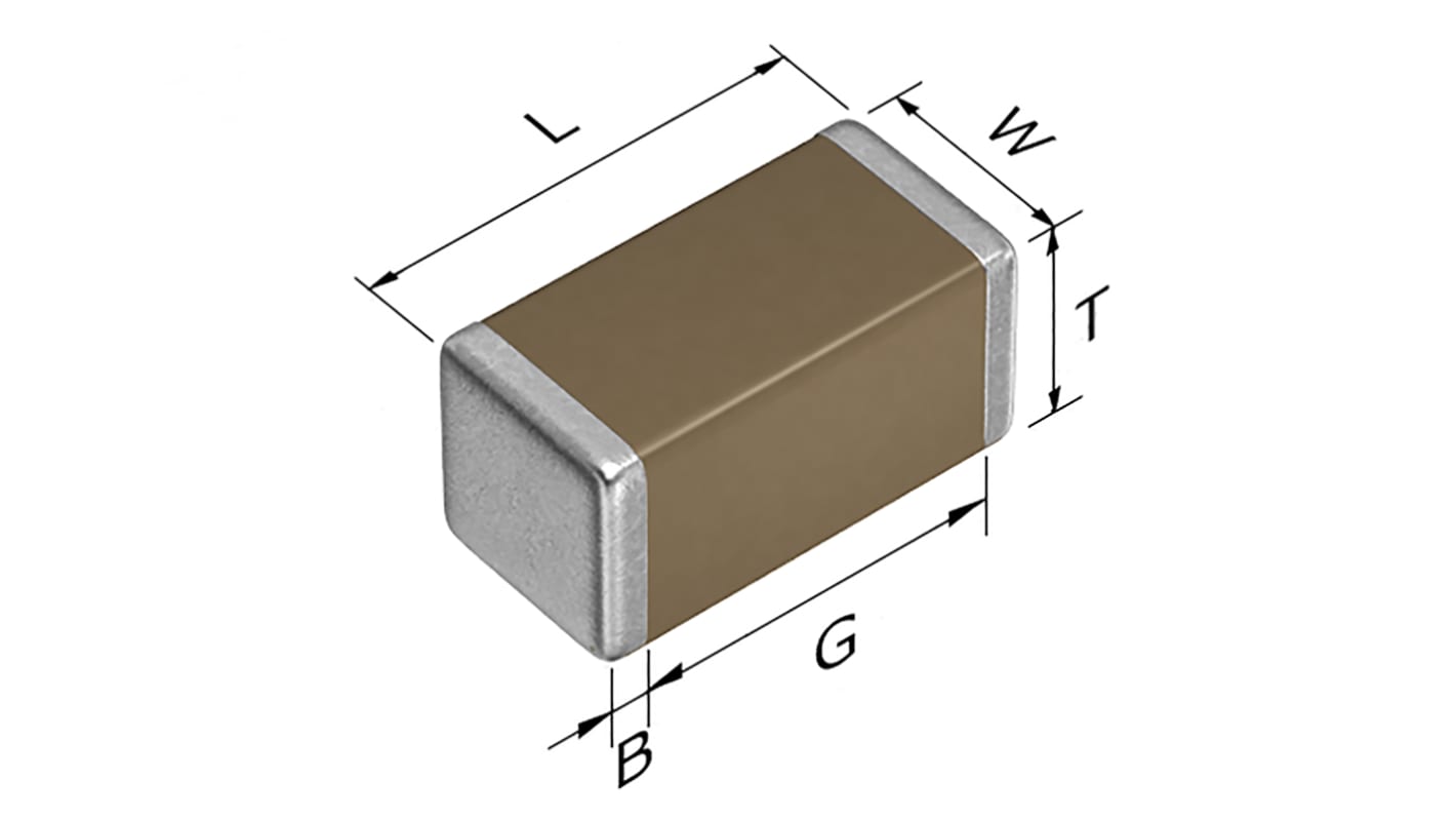 TDK, CGA, SMD MLCC, Vielschicht Keramikkondensator X8R, 1nF ±10% / 100V dc, Gehäuse 0402 (1005M), AEC-Q200