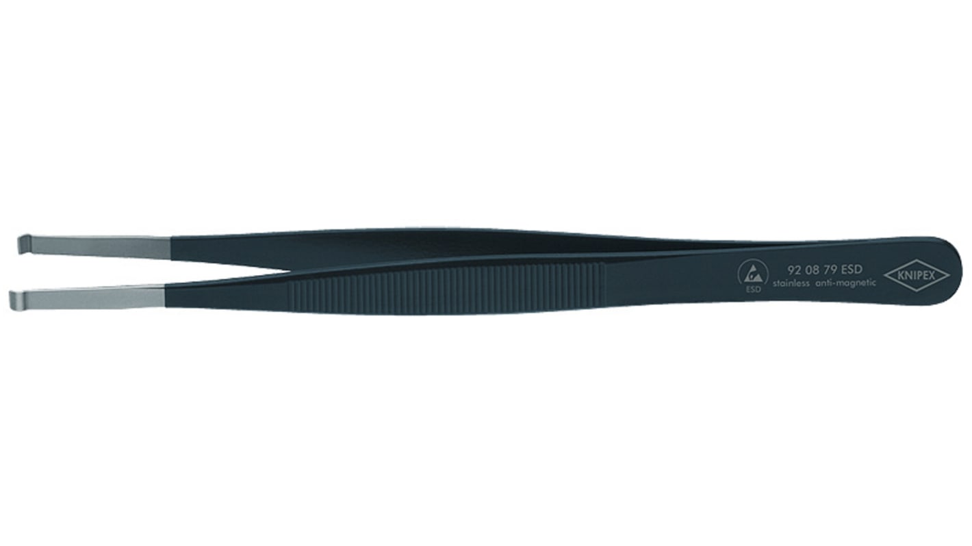 Knipex 92 08 79 ESD Edelstahl Pinzette, 120 mm, Spitze Gebogen Antimagnetisch ESD-sicher