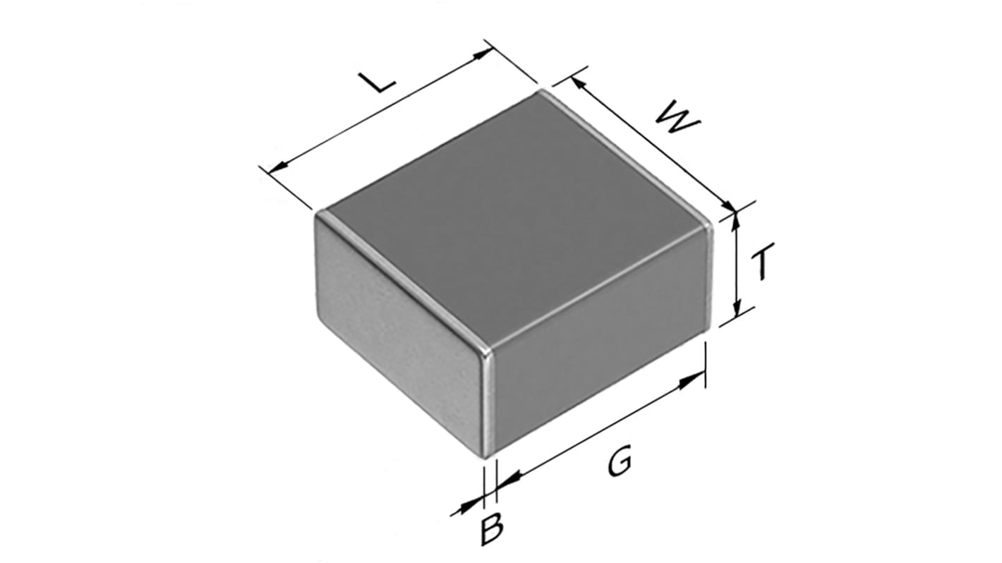 TDK, C, SMD MLCC, Vielschicht Keramikkondensator C0G, 100nF ±5% / 630V dc, Gehäuse 2220 (5750M)