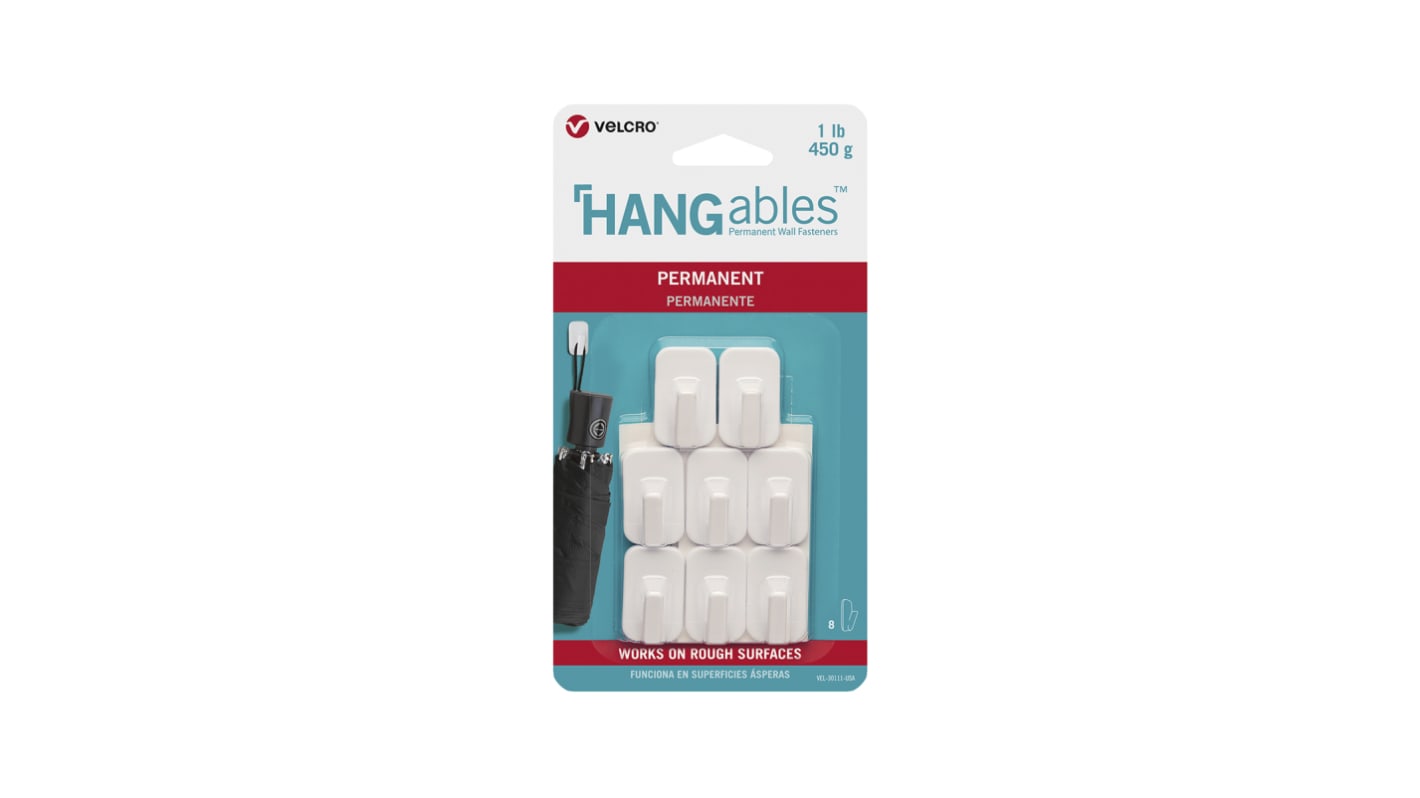 Velcro HANGables 19 x 32 mm White Adhesive Hook x 8