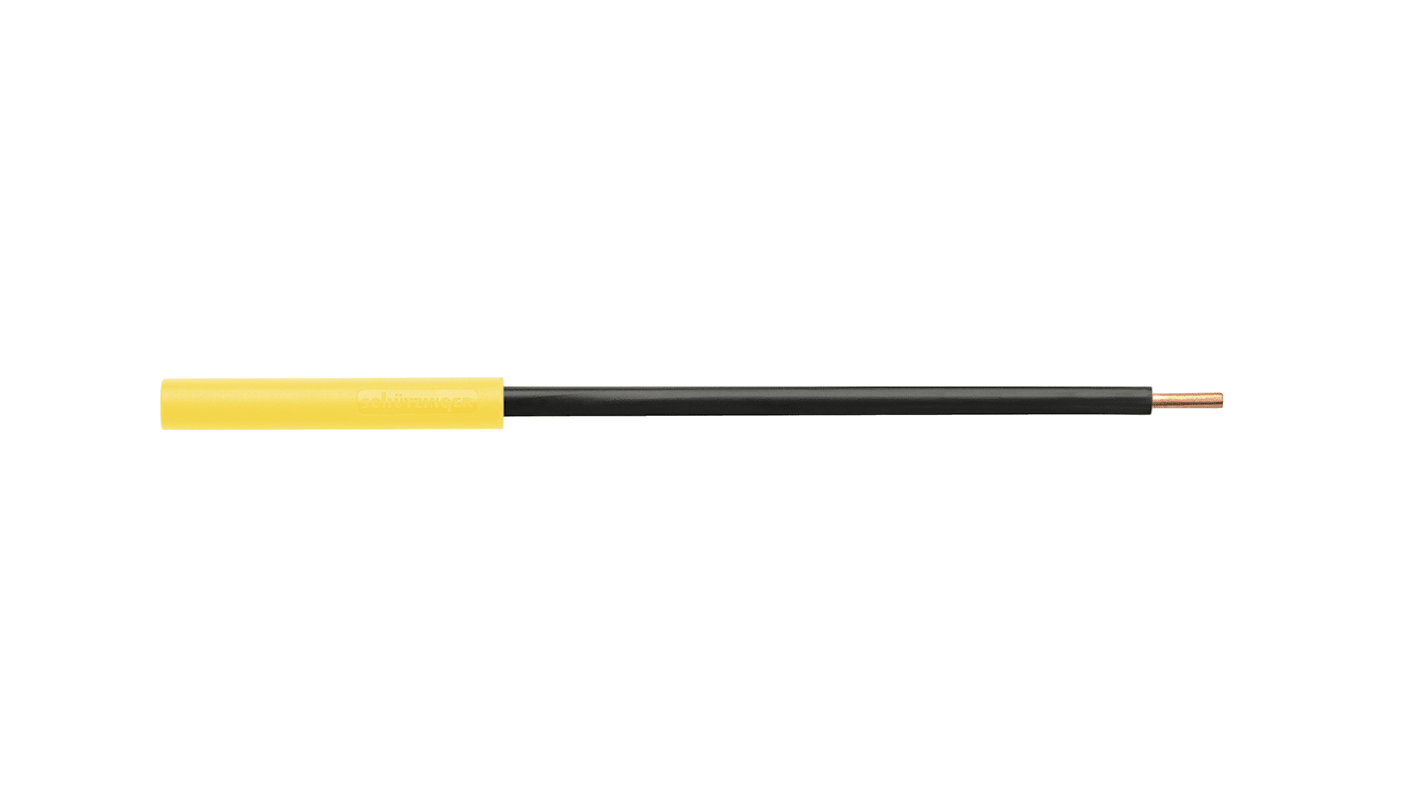 Banánková zásuvka, 32A, 4 mm, 1000V, Žlutá, Samice, materiál kontaktu: Měď, délka: 130mm Zásuvka na banánky