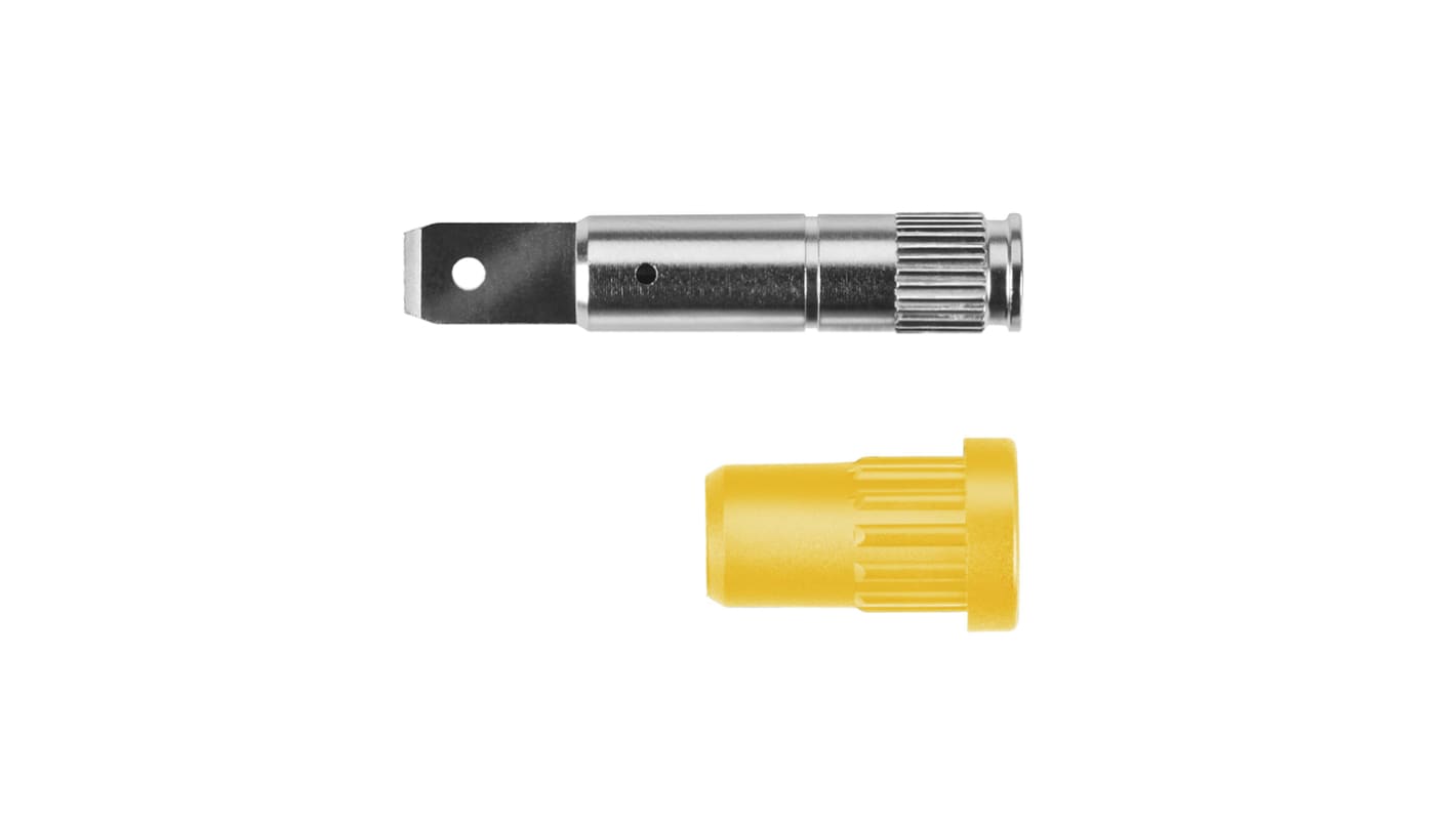 Schutzinger Yellow Female Banana Socket, 4 mm Connector, 24A, 33 V ac, 70V dc, Nickel Plating