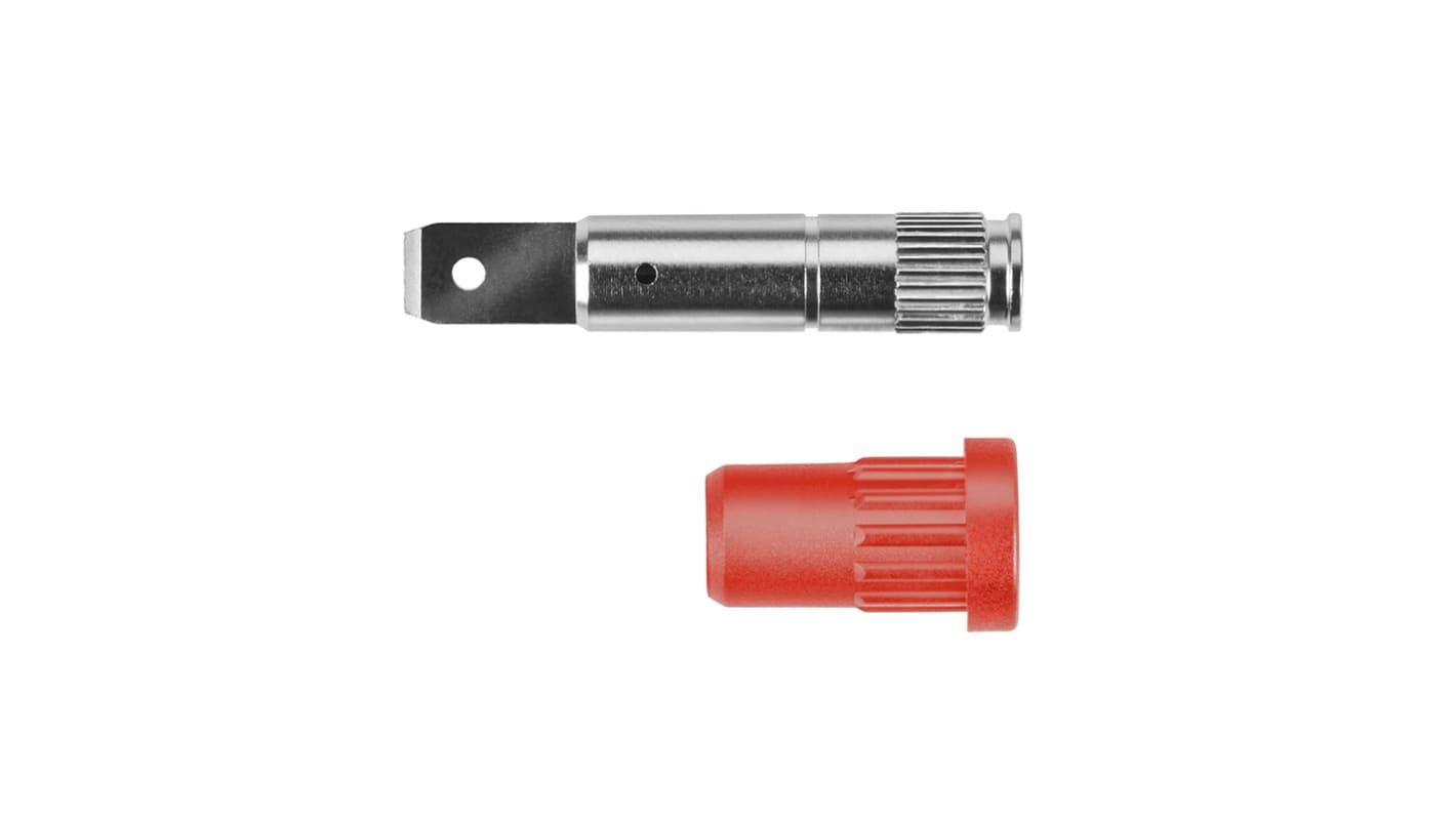 Schutzinger Red Female Banana Socket, 4 mm Connector, 24A, 33 V ac, 70V dc, Nickel Plating