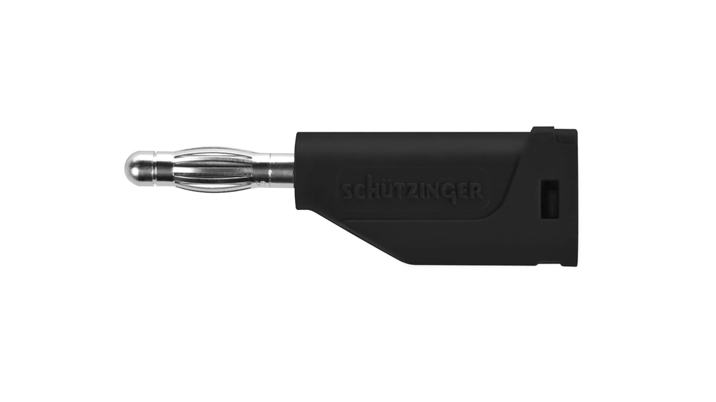 Schutzinger Black Male Banana Plug, 4 mm Connector, Solder Termination, 16A, 33 V ac, 70V dc, Nickel Plating