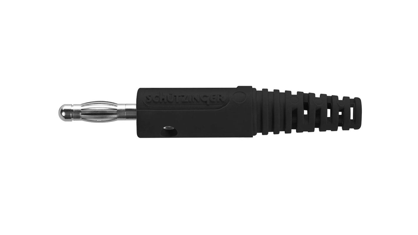 Conector banana Macho, 32A, 33 V ac, 70V dc, Contacto Níquel, Negro