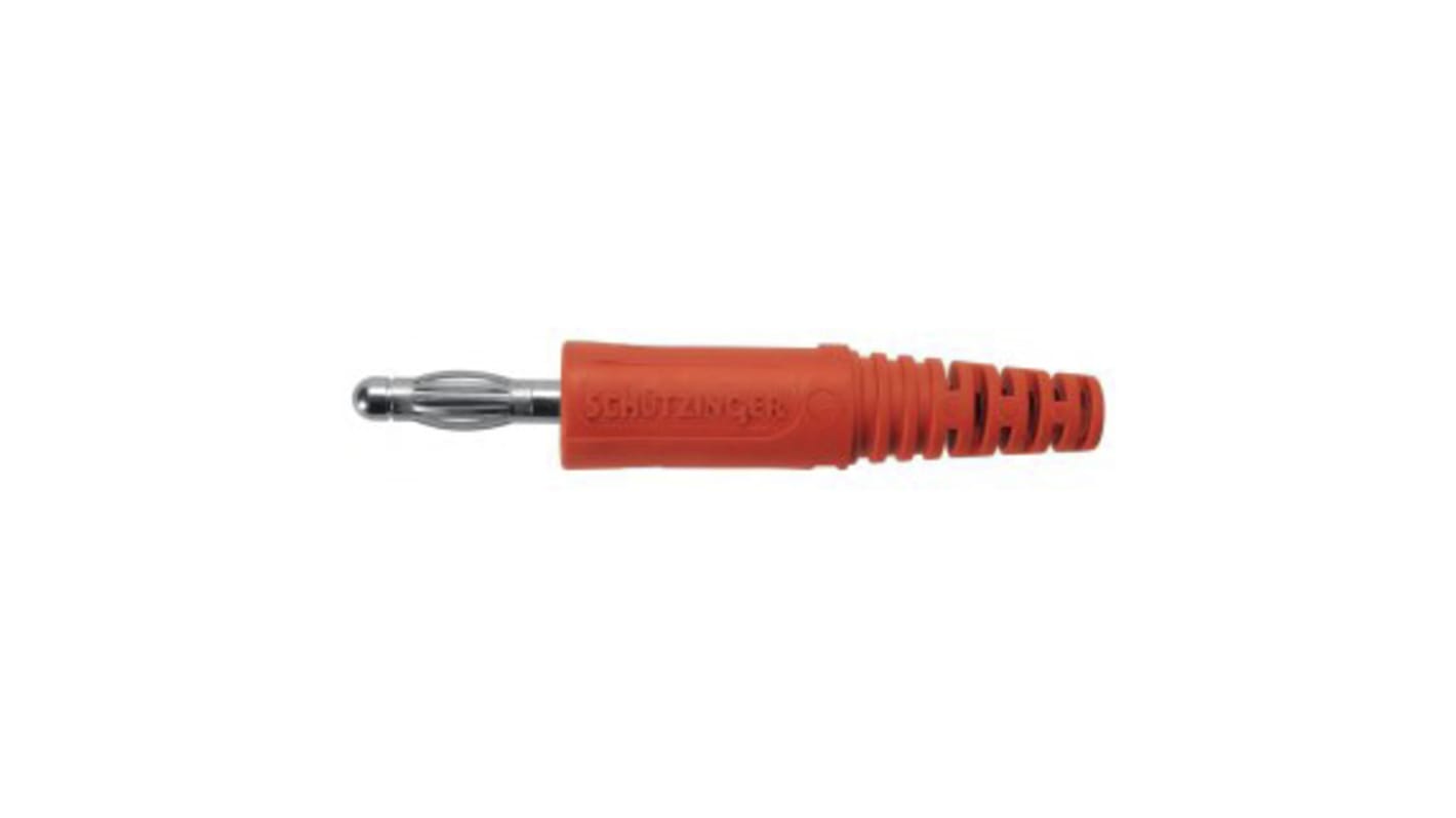 Conector banana Macho, 32A, 33 V ac, 70V dc, Contacto Níquel, Rojo