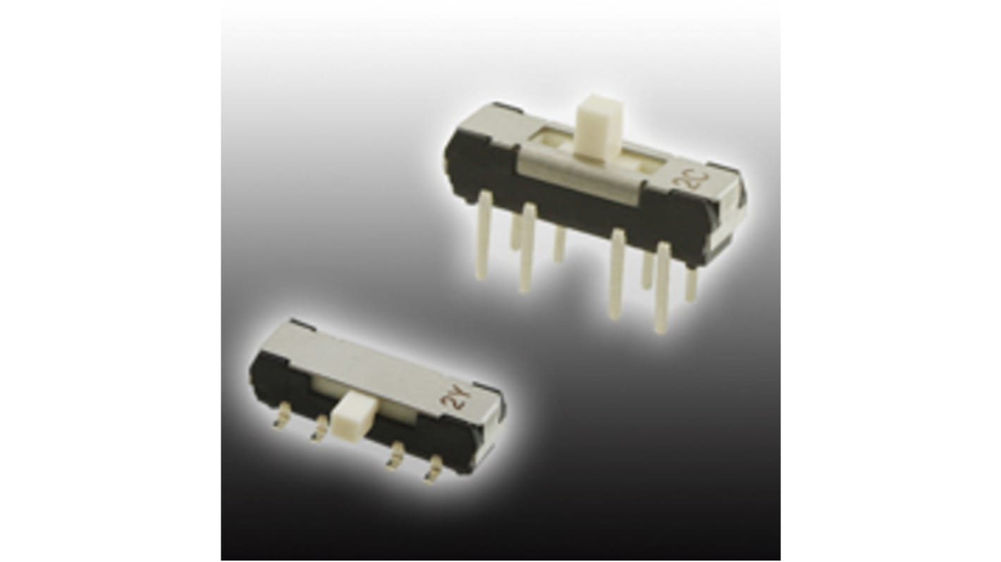 Nidec Components Schiebeschalter, 1-polig THT 200 mA (nicht schaltend), 200 mA (schaltend), Löt-Pin