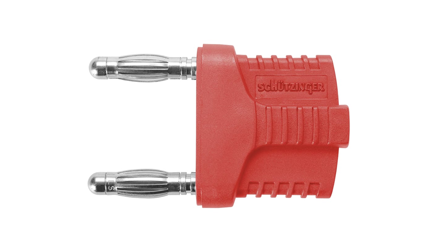 Schutzinger Red Male Banana Plug, 4 mm Connector, Plug In Termination, 12A, 33 V ac, 70V dc, Nickel Plating