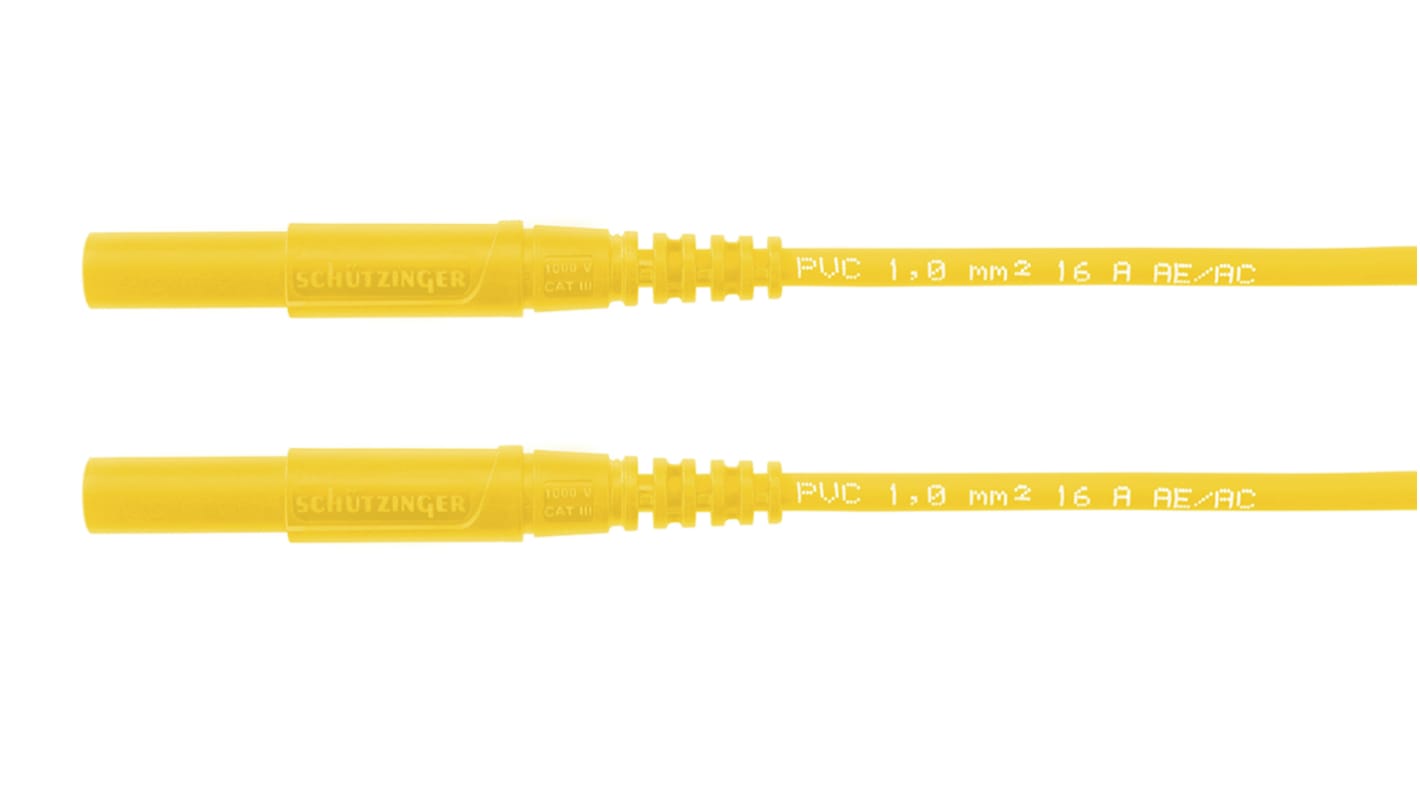 Cable de prueba Schutzinger de color Amarillo, Macho, 1kV, 16A, 2m