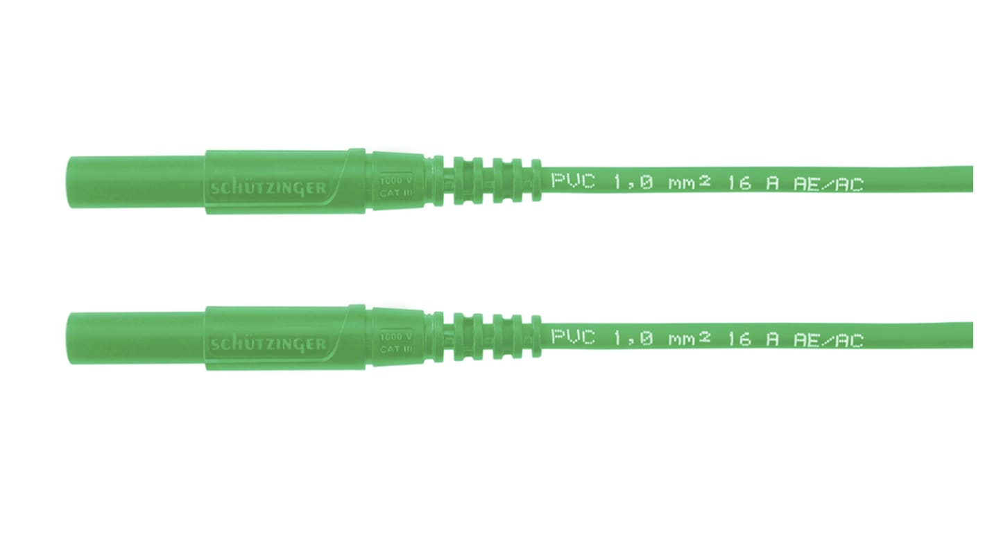 Cable de prueba Schutzinger de color Verde, Macho, 1kV, 16A, 2m