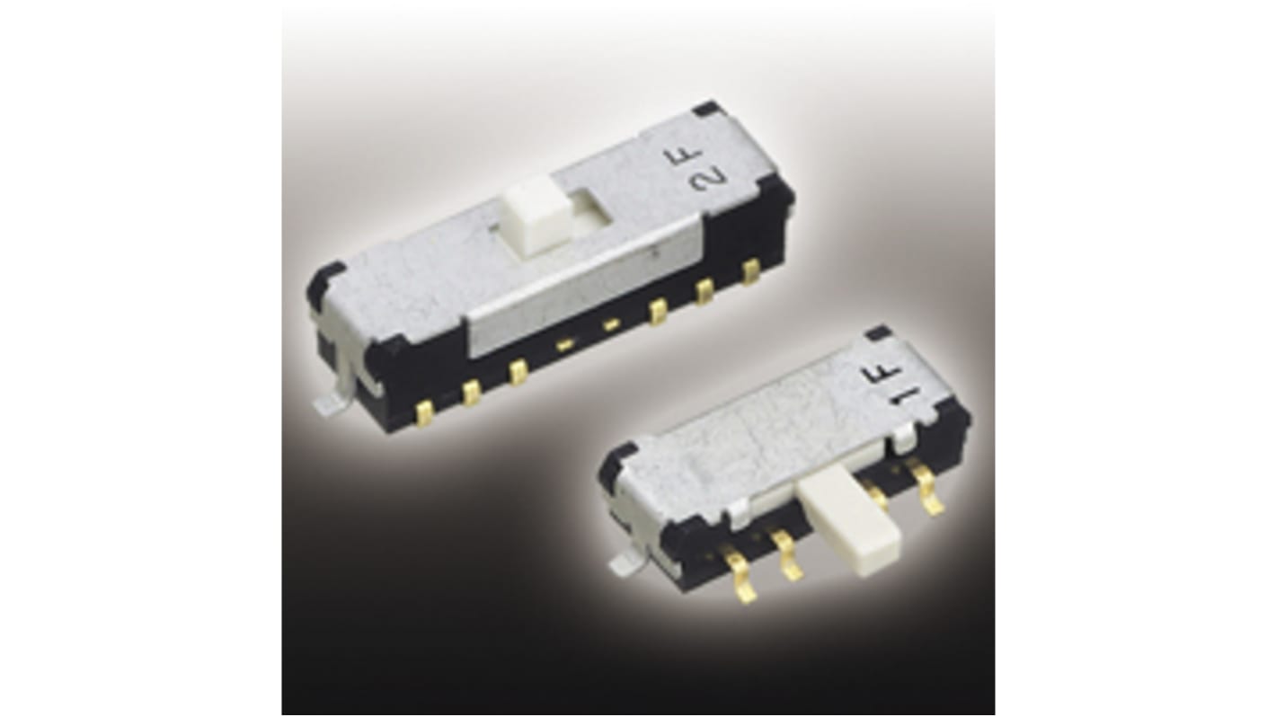 Nidec Components Through Hole Slide Switch DPDT 100 (Non-Switching) mA, 100 (Switching) mA Slide