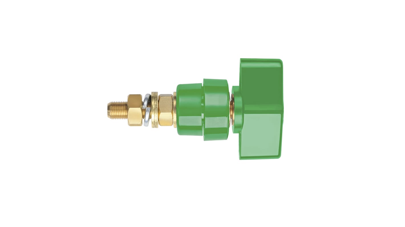 Schutzinger 4mm Green Terminal Post, 1kV, 100A, M8 x 0.75 Thread