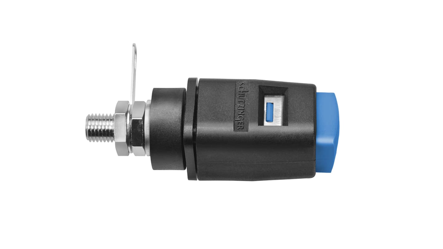 Schutzinger Blue Test Terminal, 4 mm Connector, 16A, 33 V ac, 70V dc, Nickel Plating