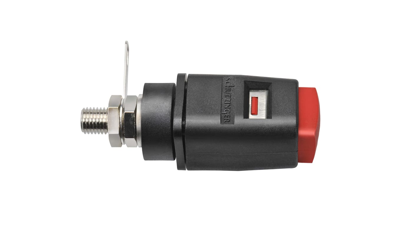 Schutzinger Red Test Terminal, 4 mm Connector, 16A, 33 V ac, 70V dc, Nickel Plating