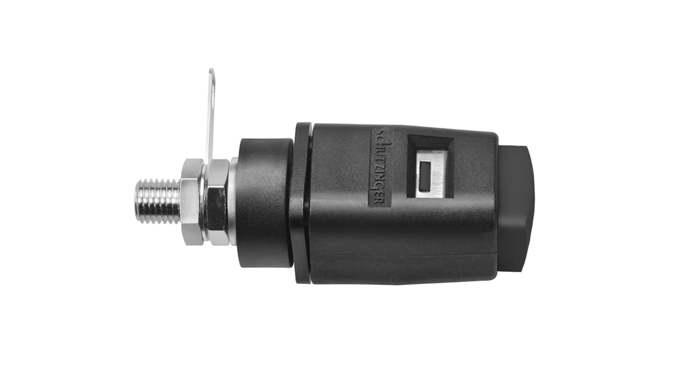 Testovací svorka, 16A, 4 mm, 33 V ac, 70V dc, Černá, materiál kontaktu: Mosaz, délka: 52.5mm Testovací konektor