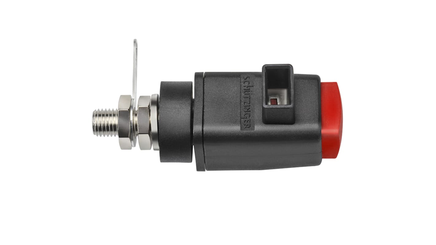 Schutzinger Red Test Terminal, 4 mm Connector, 16A, 300V, Nickel Plating