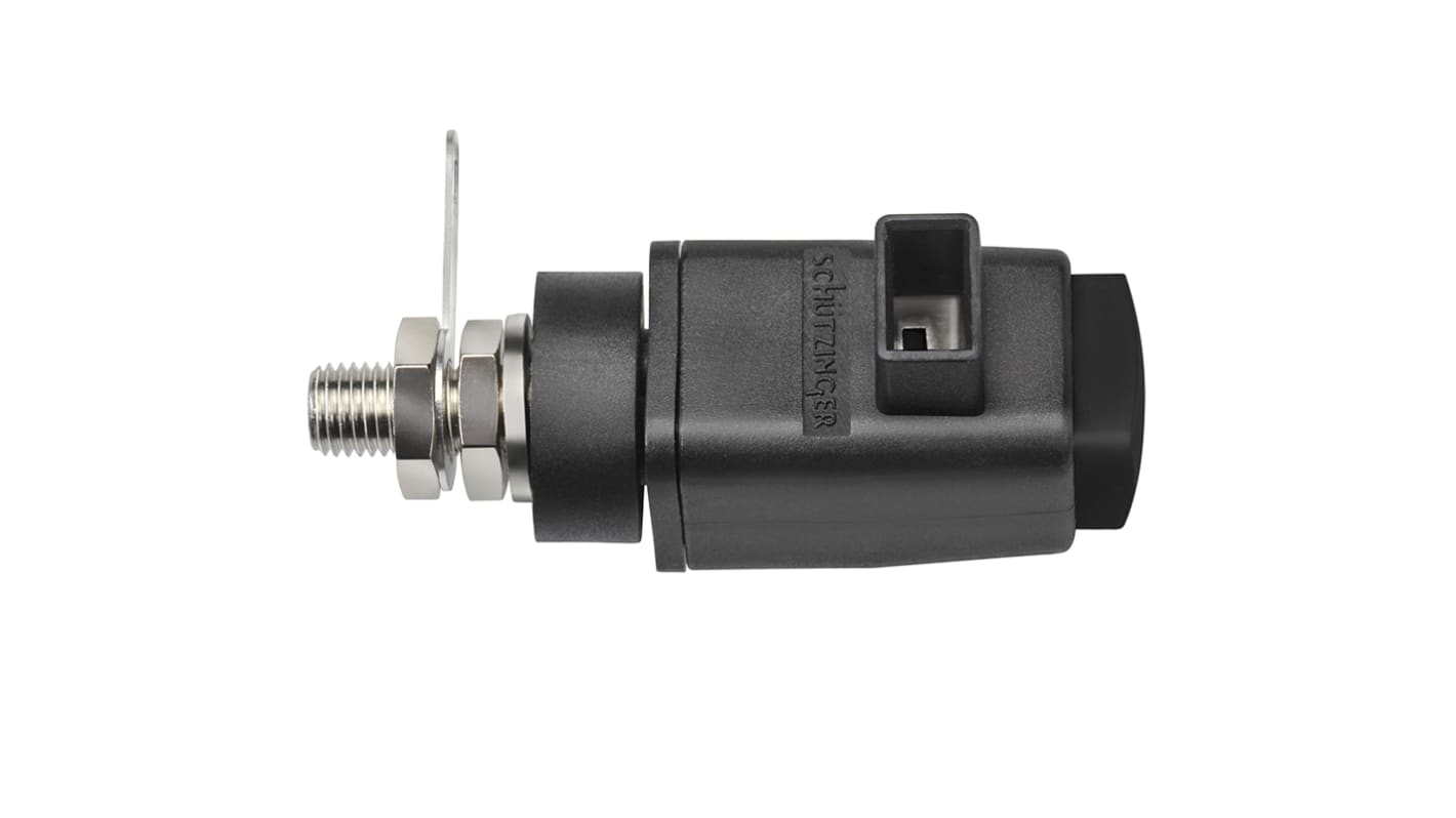 Schutzinger Black Test Terminal, 4 mm Connector, 16A, 300V, Nickel Plating