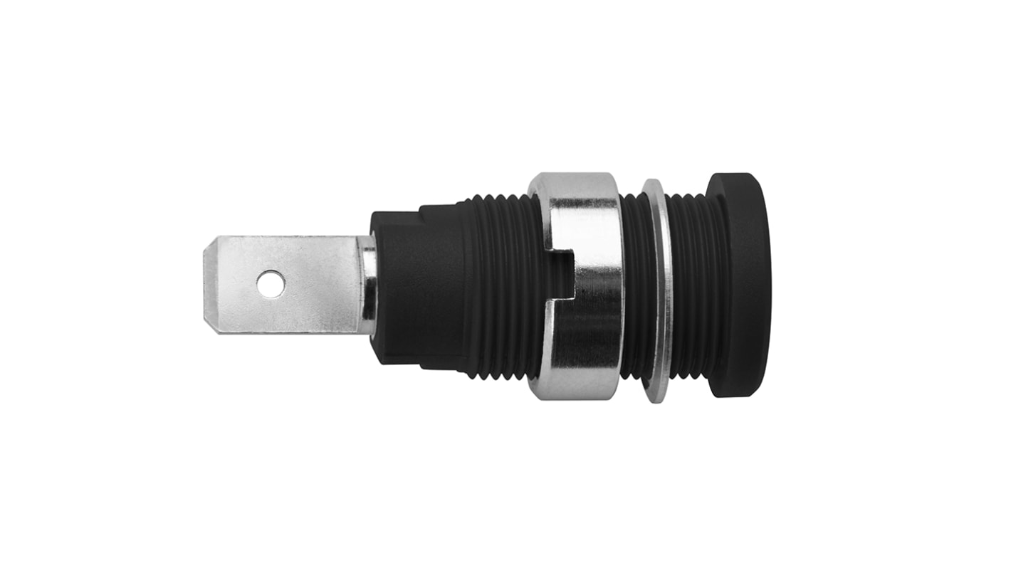 Conector banana hembra Hembra, 24A, 1000V, Contacto Níquel, Negro